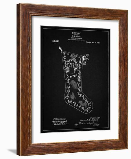 PP764-Vintage Black Christmas Stocking 1912 Patent Poster-Cole Borders-Framed Giclee Print