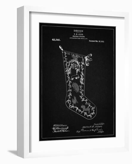 PP764-Vintage Black Christmas Stocking 1912 Patent Poster-Cole Borders-Framed Giclee Print