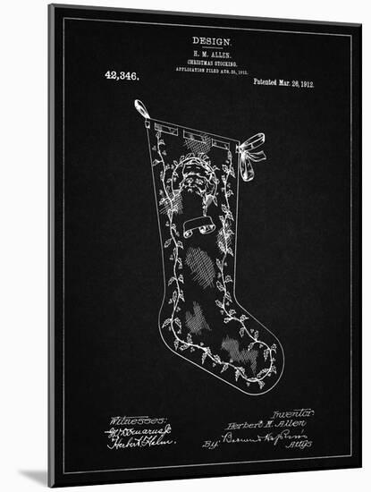 PP764-Vintage Black Christmas Stocking 1912 Patent Poster-Cole Borders-Mounted Giclee Print