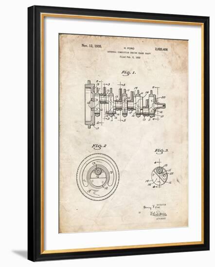 PP771-Vintage Parchment Combustion Engine Crank Shaft 1933 Poster-Cole Borders-Framed Giclee Print