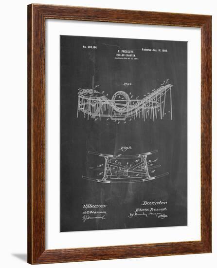 PP772-Chalkboard Coney Island Loop the Loop Roller Coaster Patent Poster-Cole Borders-Framed Giclee Print