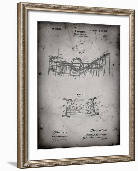 PP772-Faded Grey Coney Island Loop the Loop Roller Coaster Patent Poster-Cole Borders-Framed Giclee Print