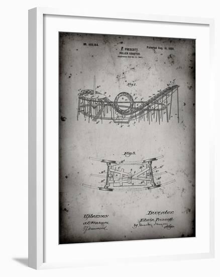 PP772-Faded Grey Coney Island Loop the Loop Roller Coaster Patent Poster-Cole Borders-Framed Giclee Print