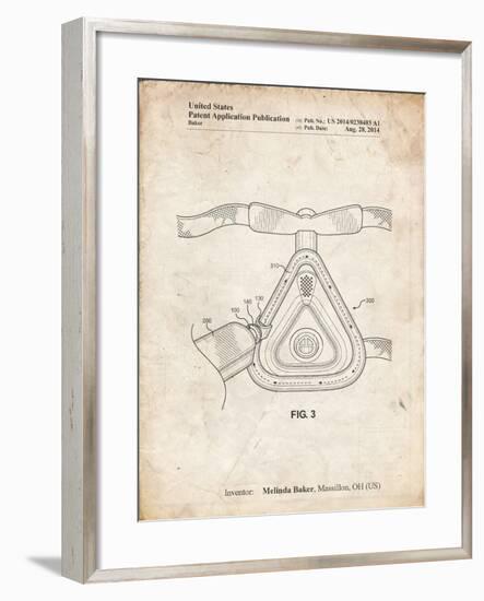 PP775-Vintage Parchment CPAP Mask Patent Poster-Cole Borders-Framed Giclee Print