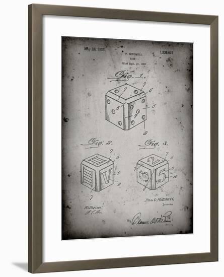 PP781-Faded Grey Dice 1923 Patent Poster-Cole Borders-Framed Giclee Print