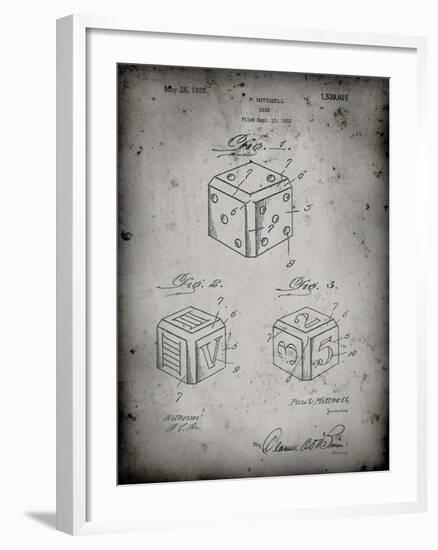 PP781-Faded Grey Dice 1923 Patent Poster-Cole Borders-Framed Giclee Print