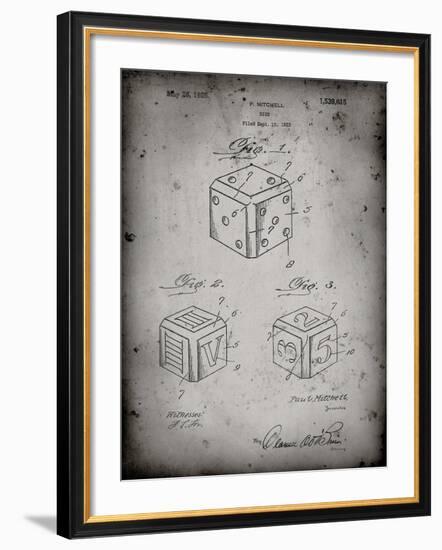 PP781-Faded Grey Dice 1923 Patent Poster-Cole Borders-Framed Giclee Print