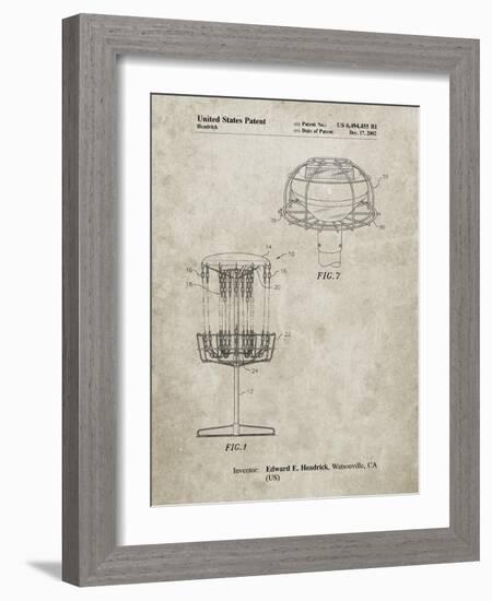 PP782-Sandstone Disc Golf Basket Patent Poster-Cole Borders-Framed Giclee Print