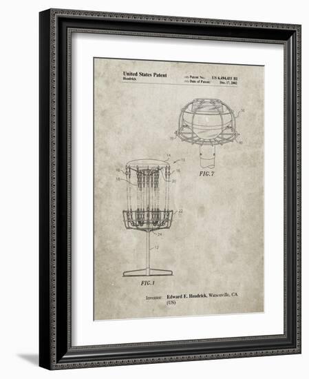 PP782-Sandstone Disc Golf Basket Patent Poster-Cole Borders-Framed Giclee Print