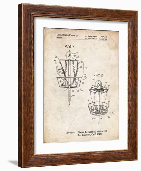 PP783-Vintage Parchment Disk Golf Basket 1988 Patent Poster-Cole Borders-Framed Giclee Print