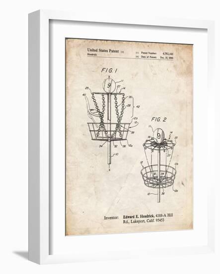 PP783-Vintage Parchment Disk Golf Basket 1988 Patent Poster-Cole Borders-Framed Giclee Print