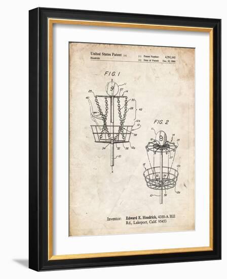 PP783-Vintage Parchment Disk Golf Basket 1988 Patent Poster-Cole Borders-Framed Giclee Print