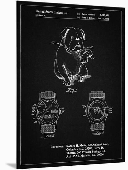 PP784-Vintage Black Dog Watch Clock Patent Poster-Cole Borders-Mounted Giclee Print