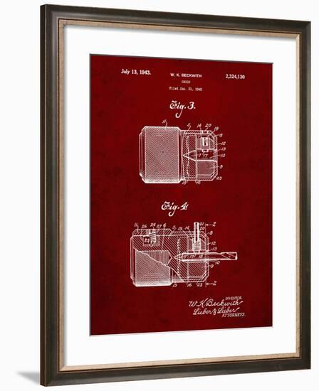 PP787-Burgundy Drill Chuck 1943 Patent Poster-Cole Borders-Framed Giclee Print