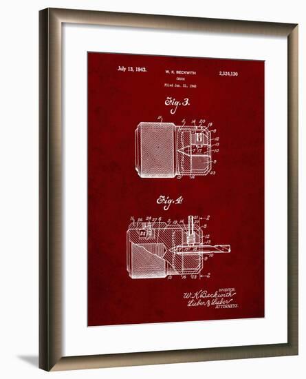 PP787-Burgundy Drill Chuck 1943 Patent Poster-Cole Borders-Framed Giclee Print