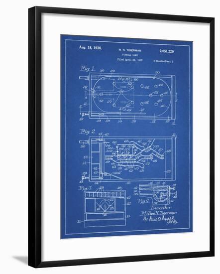 PP79-Blueprint Pin Ball Machine Patent Poster-Cole Borders-Framed Giclee Print