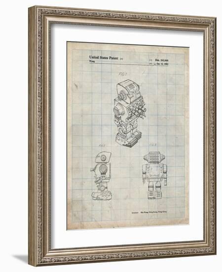 PP790-Antique Grid Parchment Dynamic Fighter Toy Robot 1982 Patent Poster-Cole Borders-Framed Giclee Print