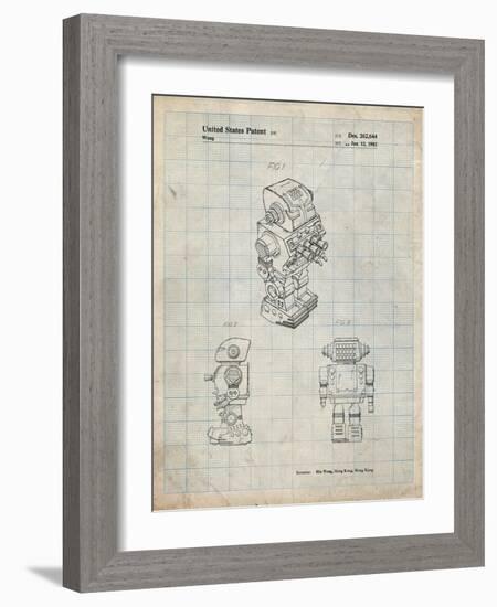 PP790-Antique Grid Parchment Dynamic Fighter Toy Robot 1982 Patent Poster-Cole Borders-Framed Giclee Print