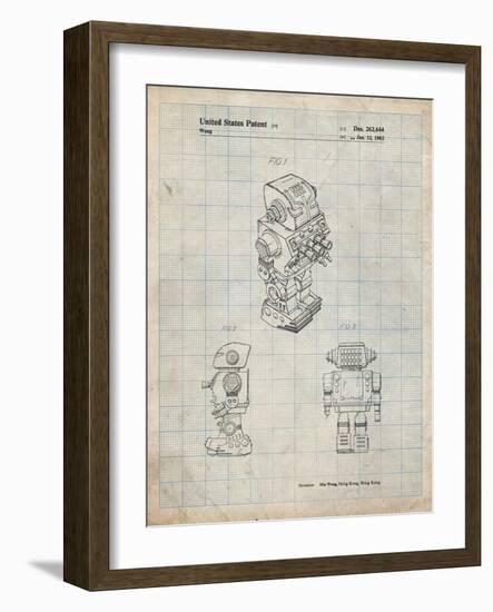 PP790-Antique Grid Parchment Dynamic Fighter Toy Robot 1982 Patent Poster-Cole Borders-Framed Giclee Print