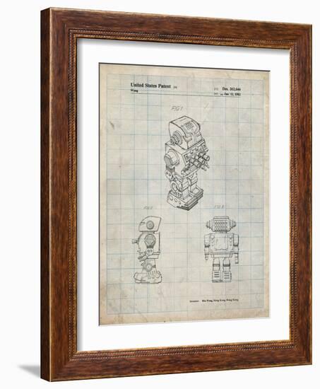 PP790-Antique Grid Parchment Dynamic Fighter Toy Robot 1982 Patent Poster-Cole Borders-Framed Giclee Print