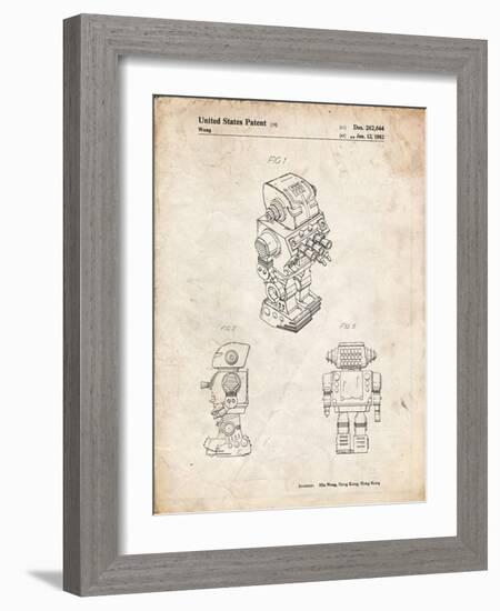 PP790-Vintage Parchment Dynamic Fighter Toy Robot 1982 Patent Poster-Cole Borders-Framed Giclee Print