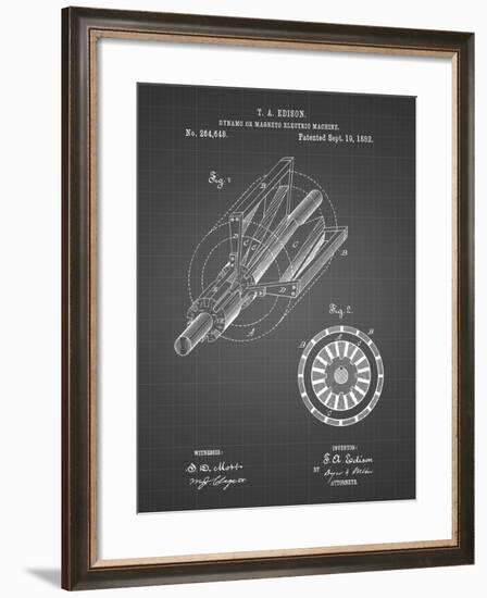 PP793-Black Grid Edison Dynamo Electrical Generator Patent Print-Cole Borders-Framed Giclee Print