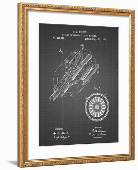 PP793-Black Grid Edison Dynamo Electrical Generator Patent Print-Cole Borders-Framed Giclee Print