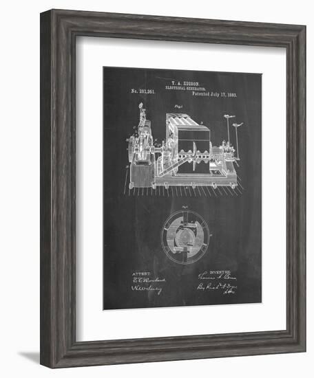 PP794-Chalkboard Edison Electrical Generator Patent Art-Cole Borders-Framed Giclee Print