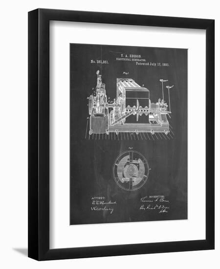 PP794-Chalkboard Edison Electrical Generator Patent Art-Cole Borders-Framed Giclee Print