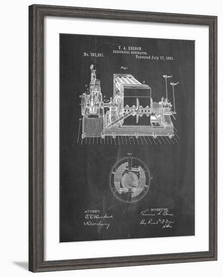 PP794-Chalkboard Edison Electrical Generator Patent Art-Cole Borders-Framed Giclee Print