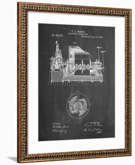 PP794-Chalkboard Edison Electrical Generator Patent Art-Cole Borders-Framed Giclee Print