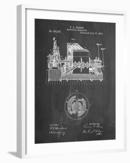 PP794-Chalkboard Edison Electrical Generator Patent Art-Cole Borders-Framed Giclee Print