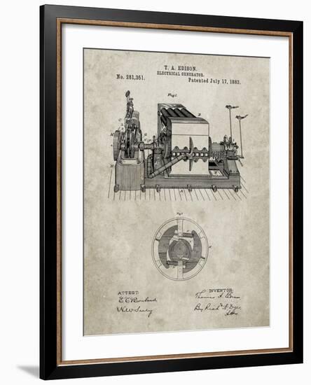 PP794-Sandstone Edison Electrical Generator Patent Art-Cole Borders-Framed Giclee Print