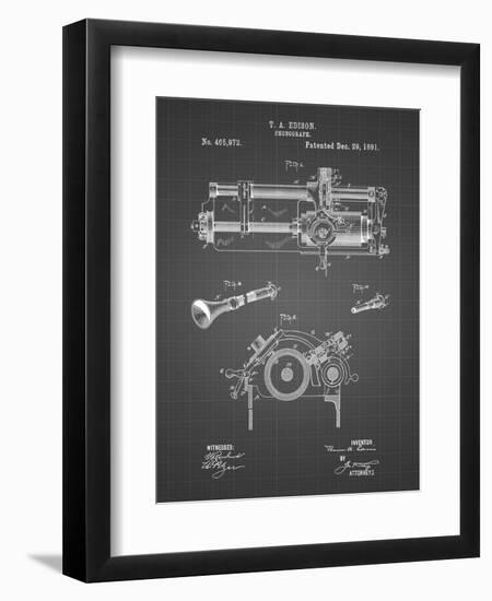 PP798-Black Grid Edison Phonograph Patent Poster-Cole Borders-Framed Giclee Print