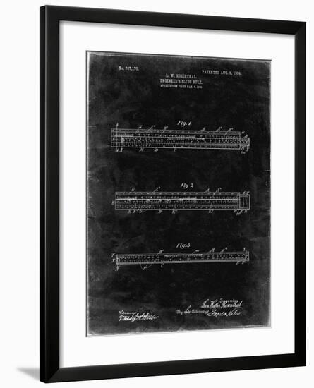 PP801-Black Grunge Engineer's Slide Rule Patent Poster-Cole Borders-Framed Giclee Print