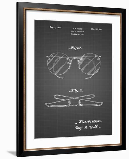 PP803-Black Grid Eyeglasses Spectacles Patent Art-Cole Borders-Framed Giclee Print