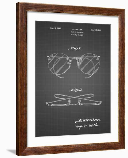 PP803-Black Grid Eyeglasses Spectacles Patent Art-Cole Borders-Framed Giclee Print