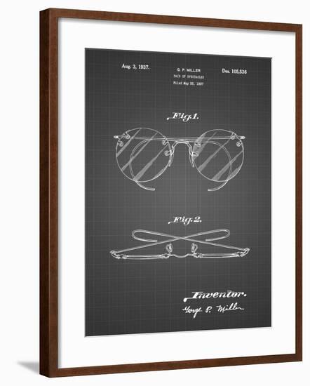 PP803-Black Grid Eyeglasses Spectacles Patent Art-Cole Borders-Framed Giclee Print