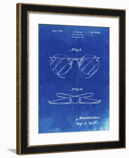 PP803-Faded Blueprint Eyeglasses Spectacles Patent Art-Cole Borders-Framed Giclee Print