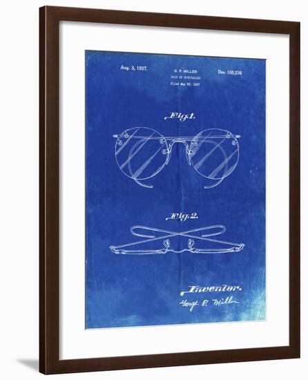 PP803-Faded Blueprint Eyeglasses Spectacles Patent Art-Cole Borders-Framed Giclee Print