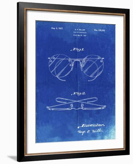 PP803-Faded Blueprint Eyeglasses Spectacles Patent Art-Cole Borders-Framed Giclee Print