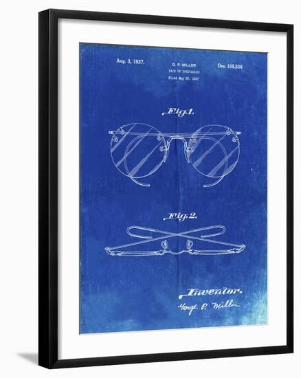 PP803-Faded Blueprint Eyeglasses Spectacles Patent Art-Cole Borders-Framed Giclee Print