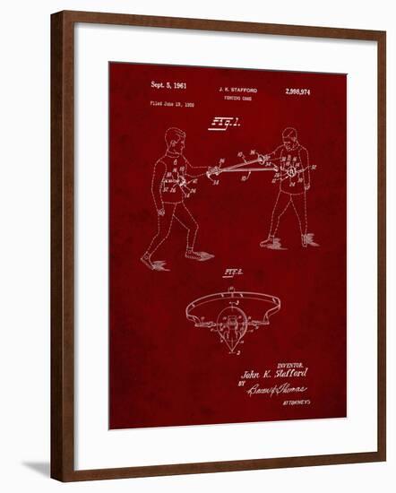 PP804-Burgundy Fencing Game Patent Poster-Cole Borders-Framed Giclee Print