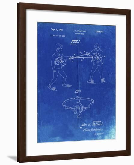 PP804-Faded Blueprint Fencing Game Patent Poster-Cole Borders-Framed Giclee Print