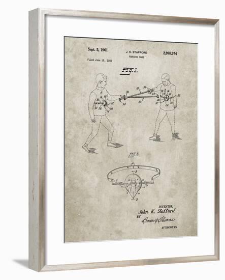 PP804-Sandstone Fencing Game Patent Poster-Cole Borders-Framed Giclee Print