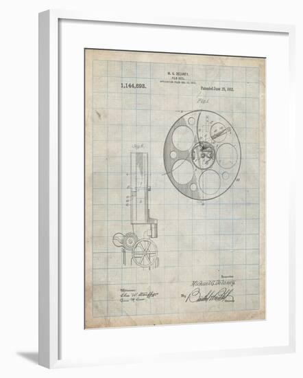 PP807-Antique Grid Parchment Film Reel 1915 Patent Poster-Cole Borders-Framed Giclee Print