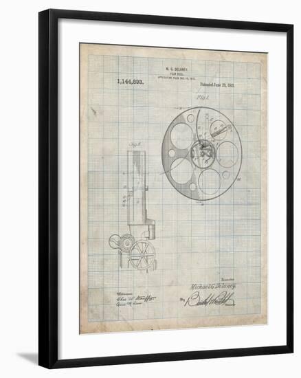 PP807-Antique Grid Parchment Film Reel 1915 Patent Poster-Cole Borders-Framed Giclee Print