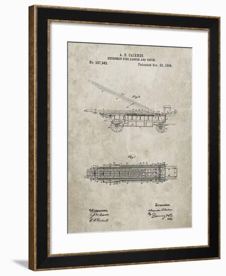 PP808-Sandstone Fire Extension Ladder 1894 Patent Poster-Cole Borders-Framed Giclee Print