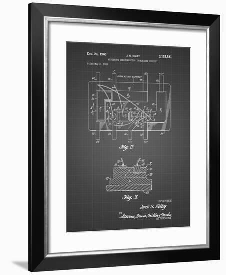 PP813-Black Grid First Integrated Circuit Patent Poster-Cole Borders-Framed Giclee Print