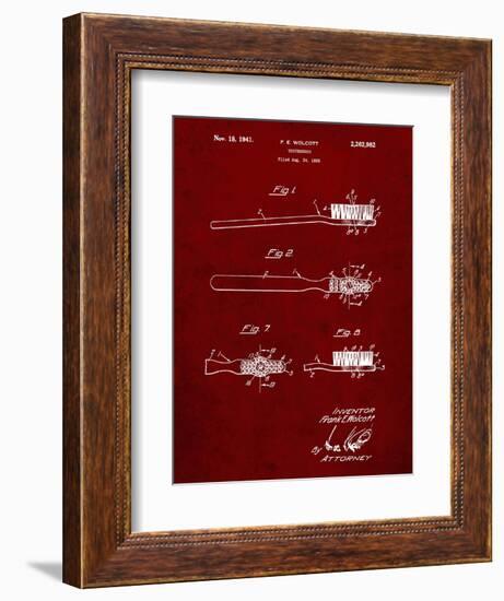 PP815-Burgundy First Toothbrush Patent Poster-Cole Borders-Framed Giclee Print